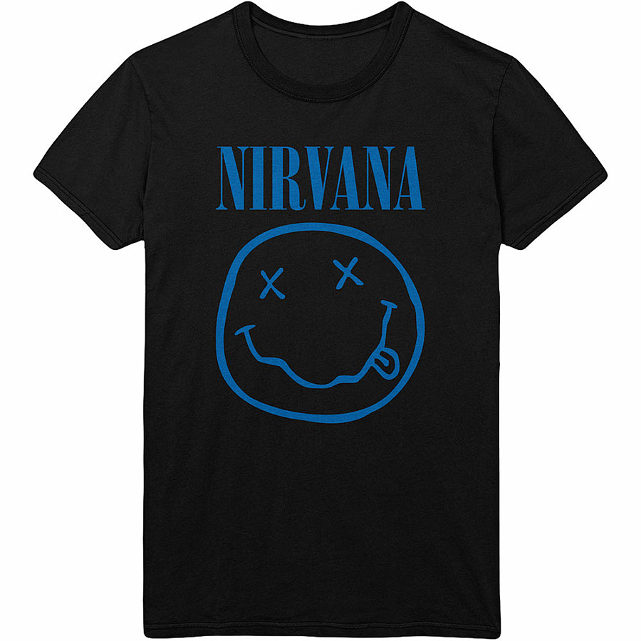 Nirvana tričko, Blue Smiley Black, pánské, velikost S