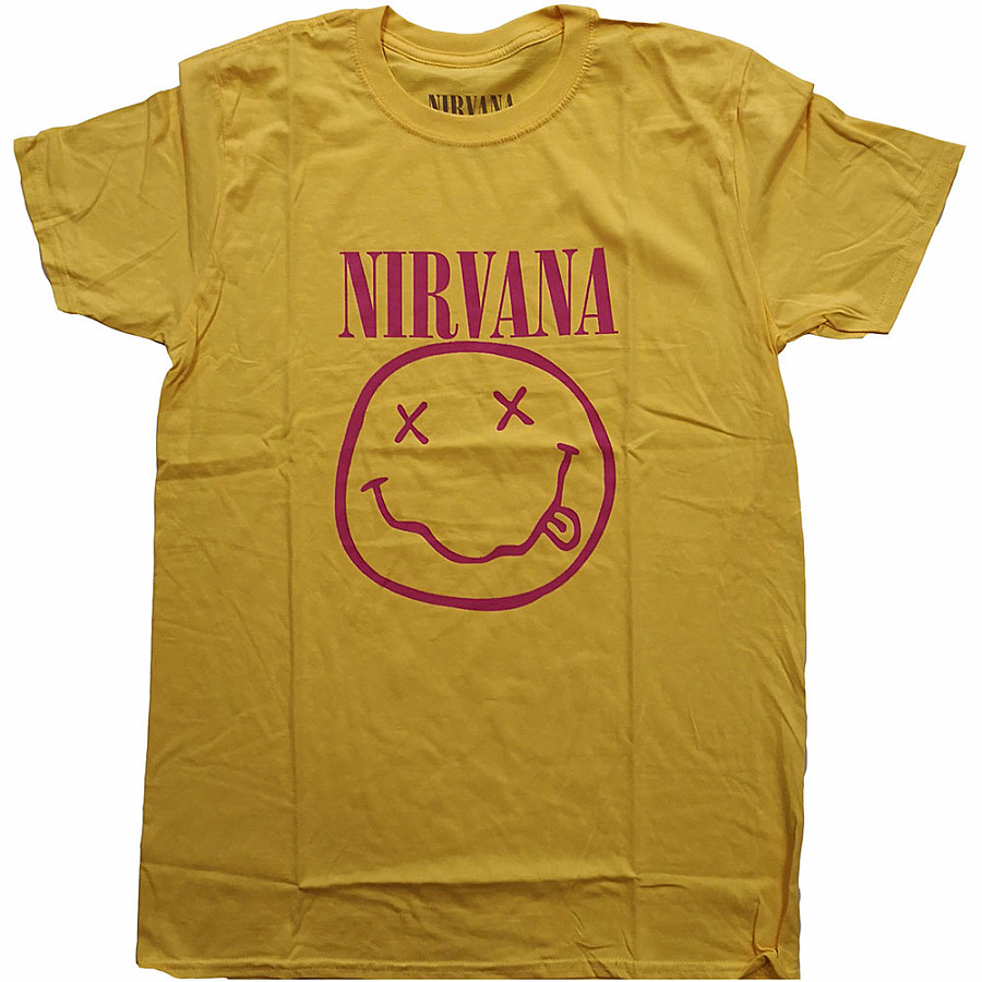 Nirvana tričko, Pink Smiley Yellow, pánské, velikost XL