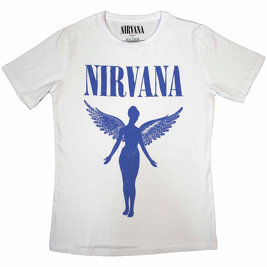 Nirvana tričko, Angelic Blue Mono White, dámské, velikost XL