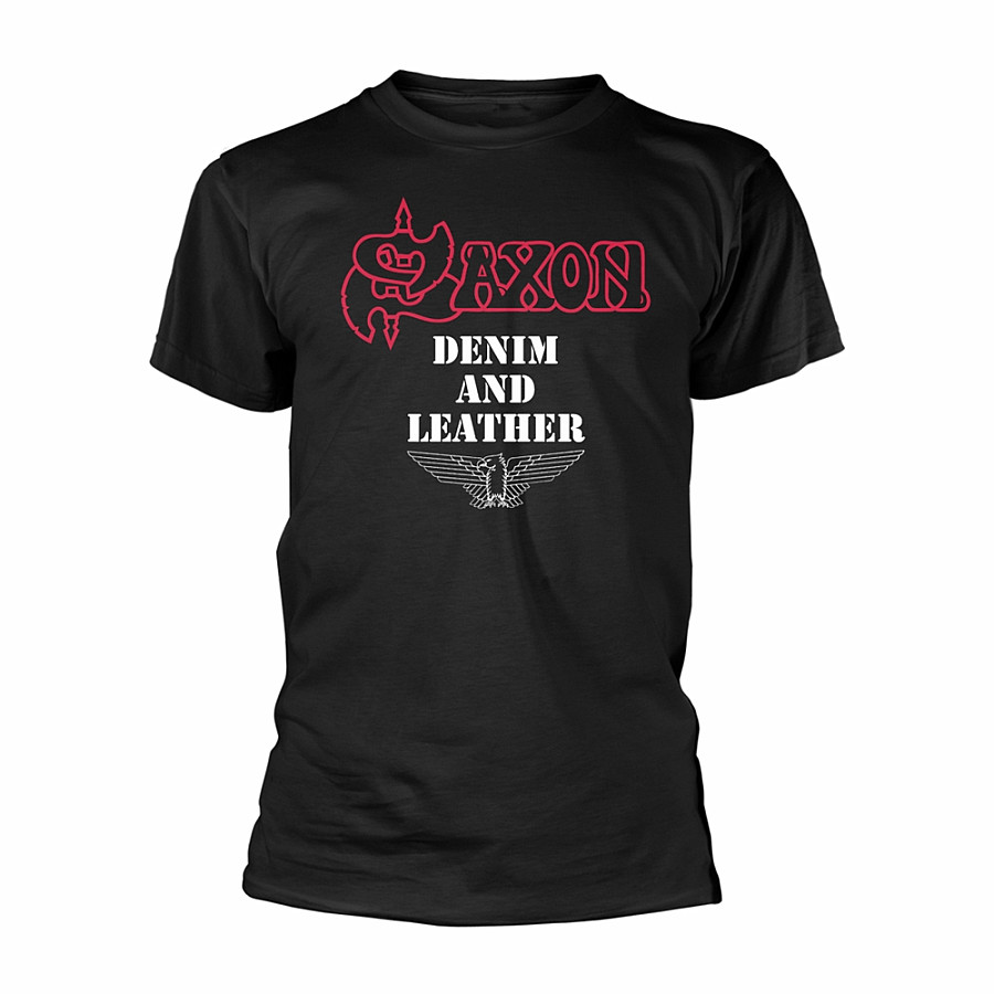 Saxon tričko, Denim And Leather, pánské, velikost L
