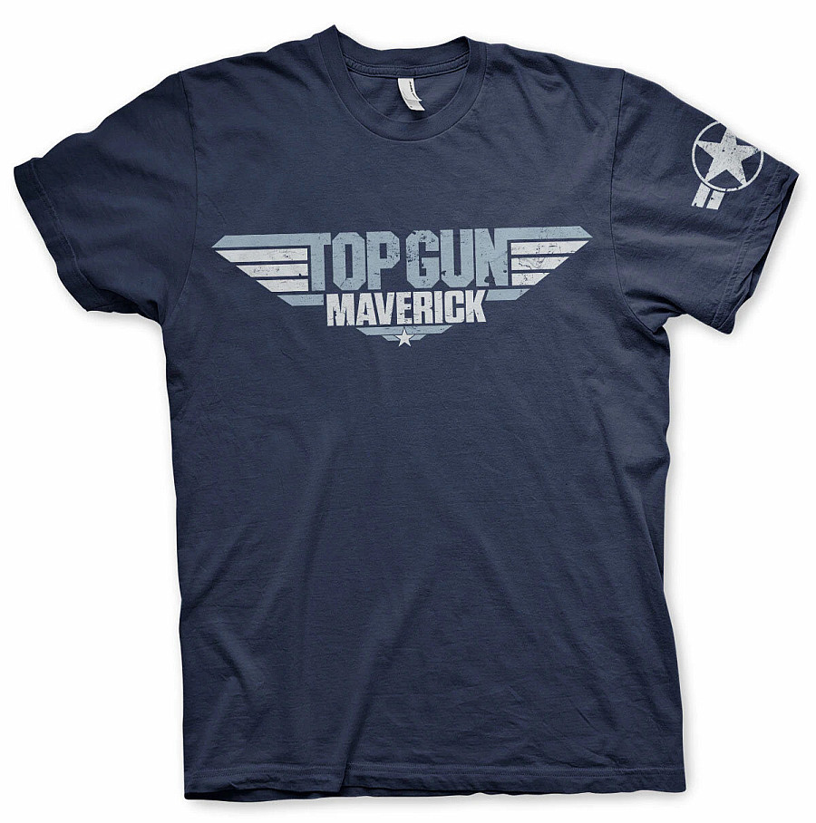 Top Gun tričko, Maverick Distressed Logo Navy, pánské, velikost S