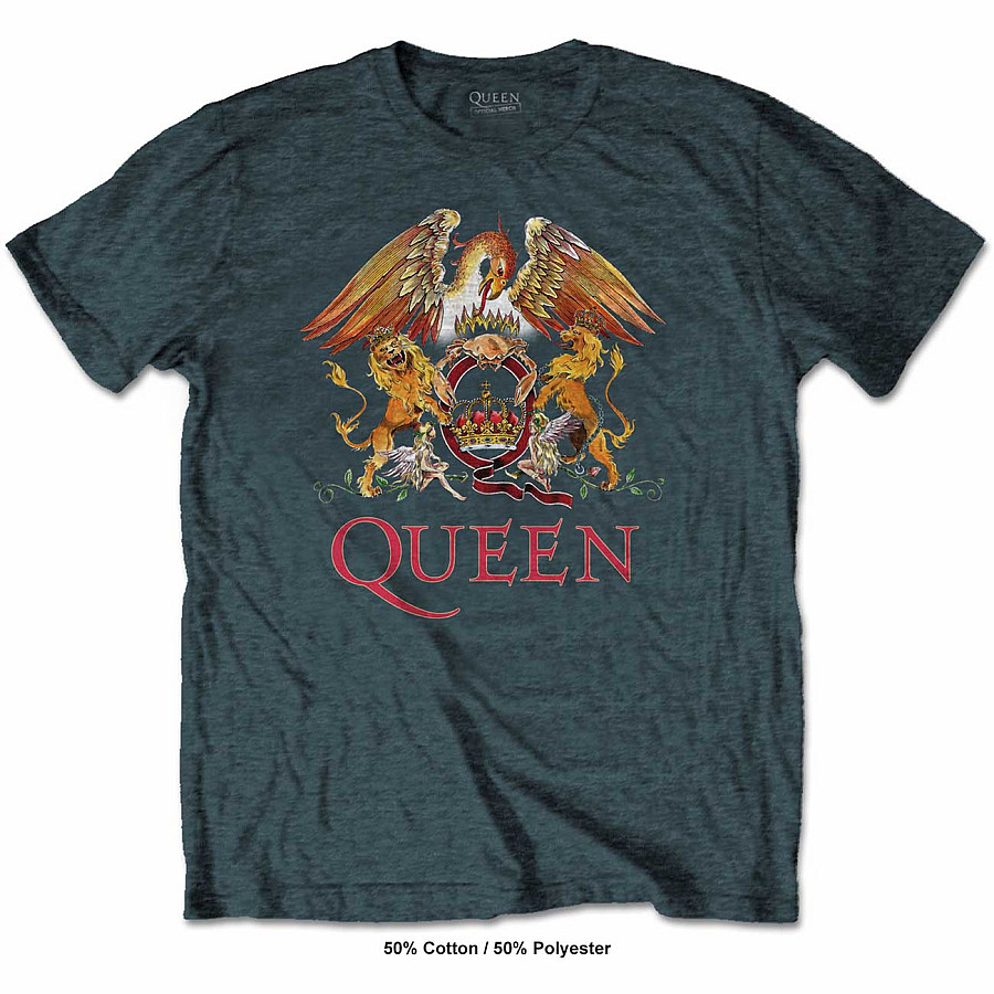 Queen tričko, Classic Crest Heather, pánské, velikost S