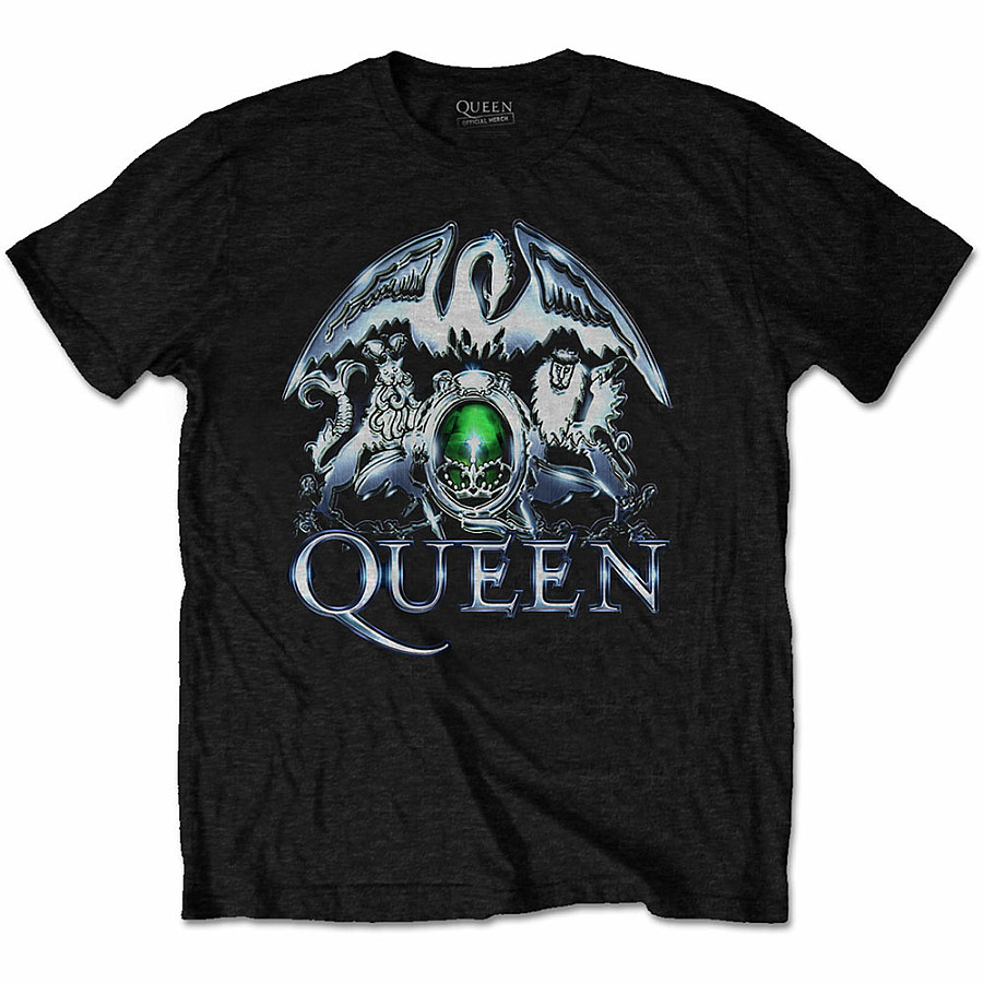 Queen tričko, Metal Crest Black, pánské, velikost L