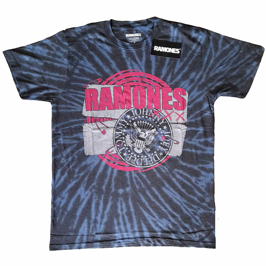 Ramones tričko, Punk Patch Dip Dye Wash Blue, pánské, velikost L