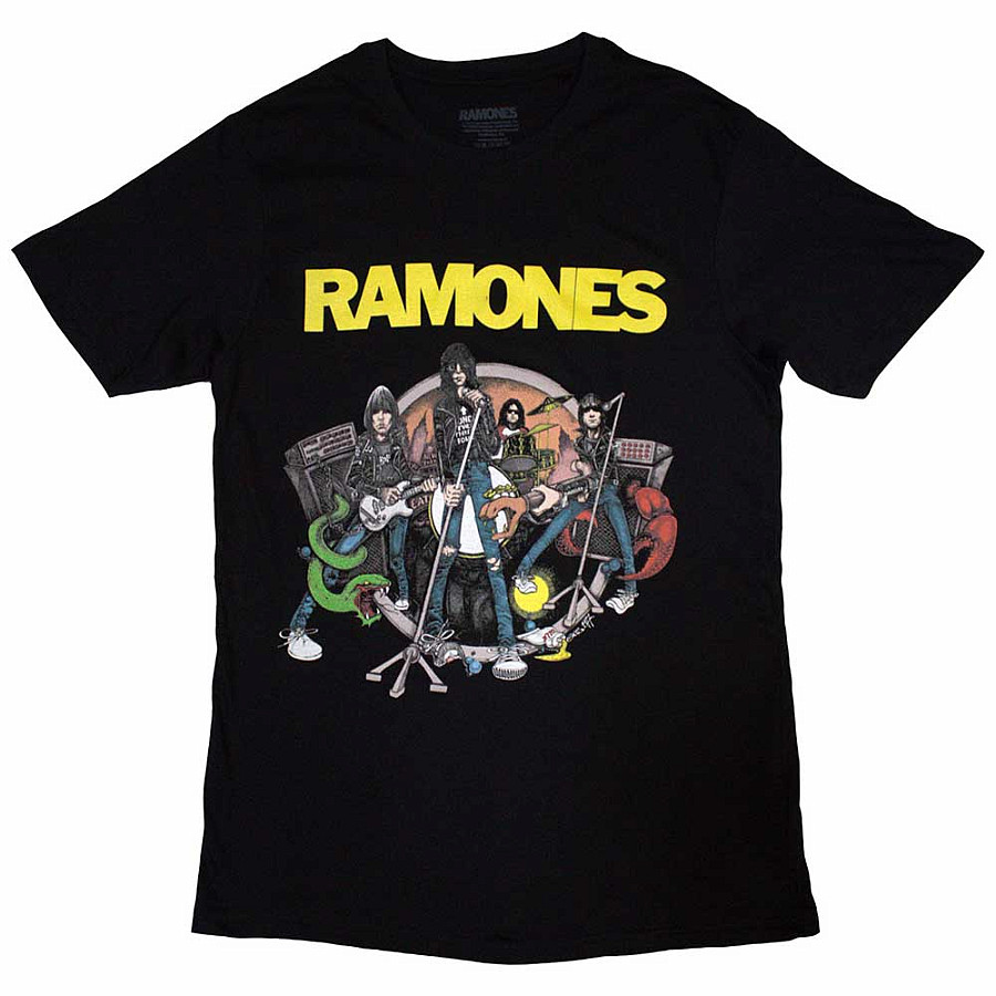 Ramones tričko, Cartoon Band Black, pánské, velikost M