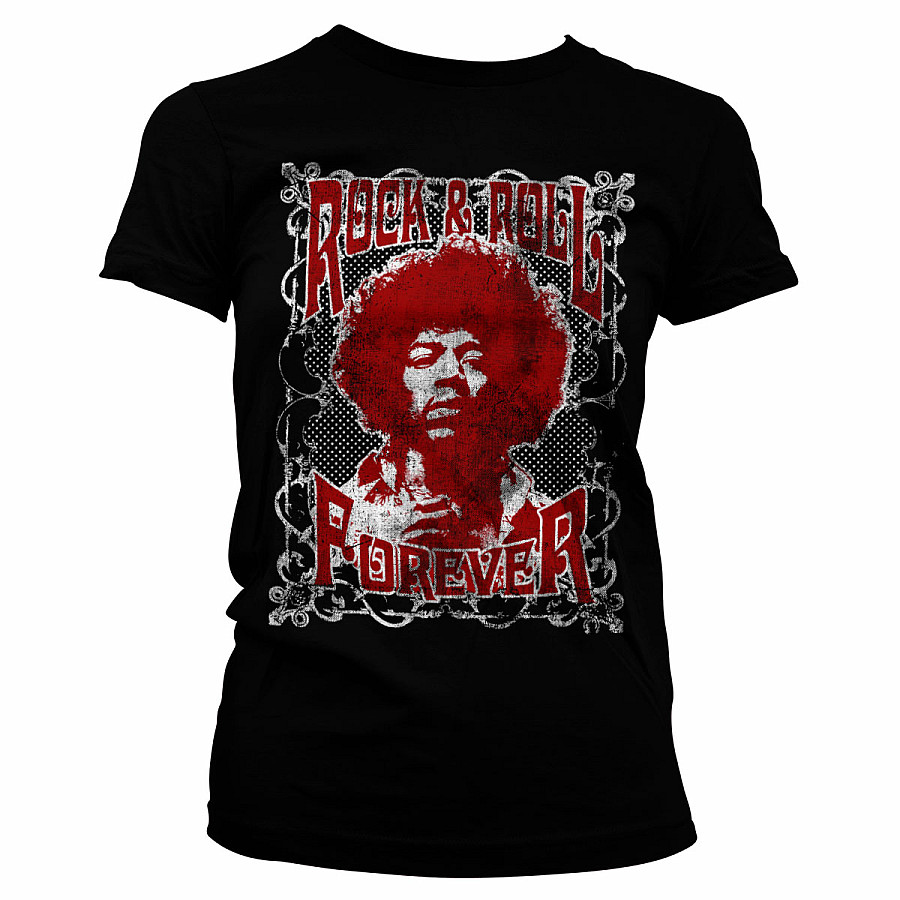 Jimi Hendrix tričko, Rock &#039;n Roll Forever Black, dámské, velikost XL