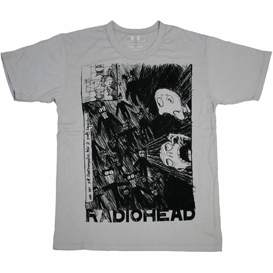 Radiohead tričko, Scribble Organic Grey, pánské, velikost L