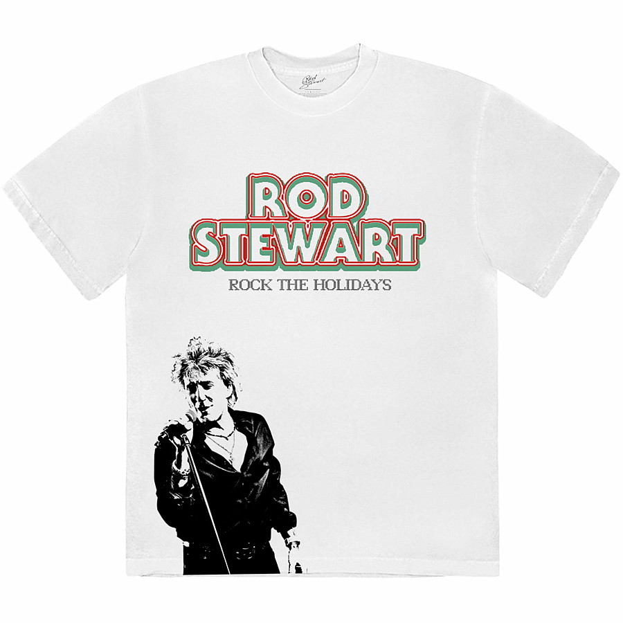 Rod Stewart tričko, Rock The Holidays White, pánské, velikost L