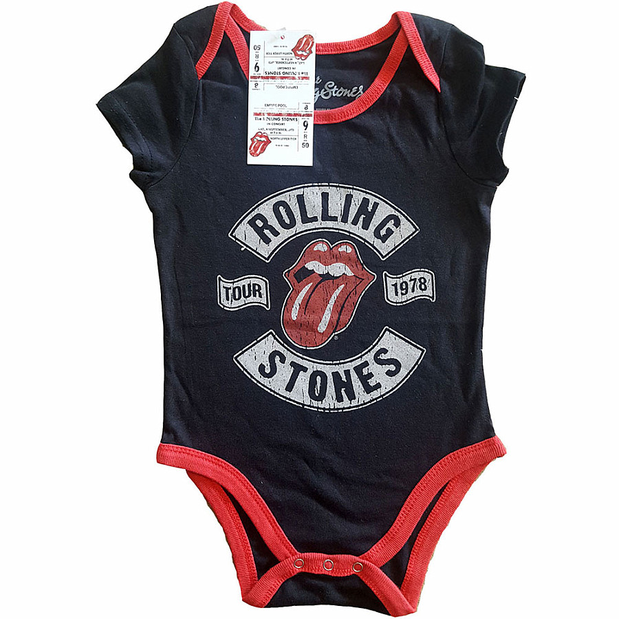 Rolling Stones kojenecké body tričko, US Tour 1978 Red, dětské, velikost S velikost S (0-3 měsíc)