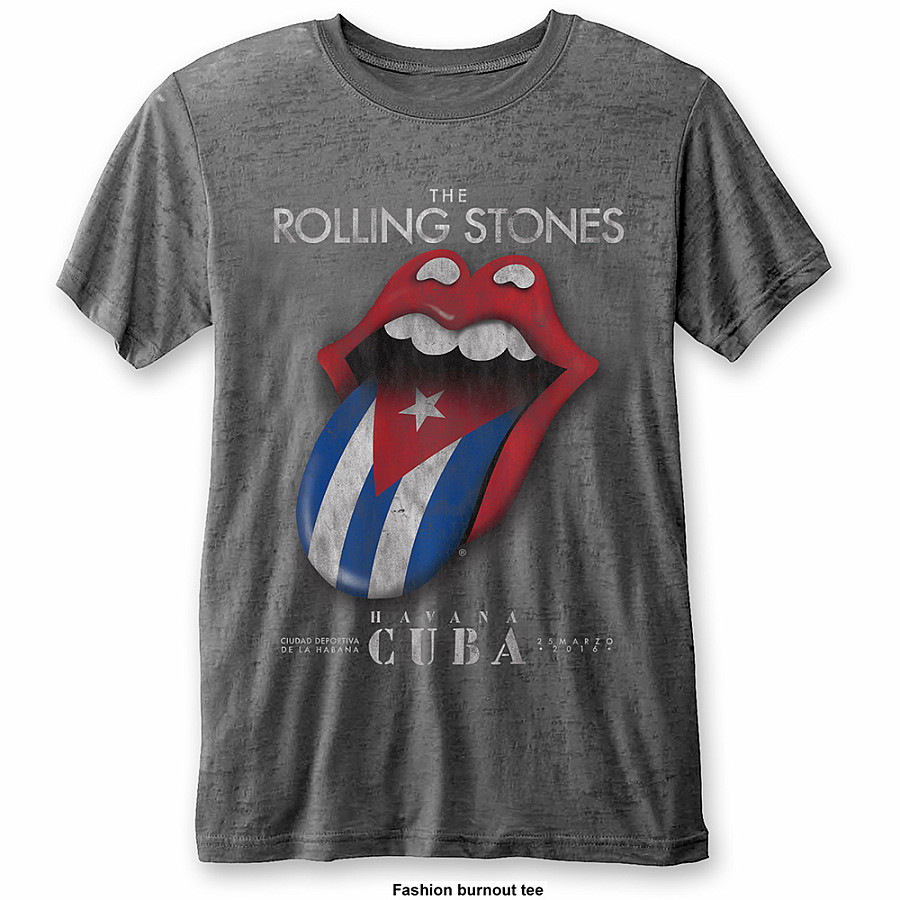 Rolling Stones tričko, Havana Cuba Burn Out Grey, pánské, velikost L