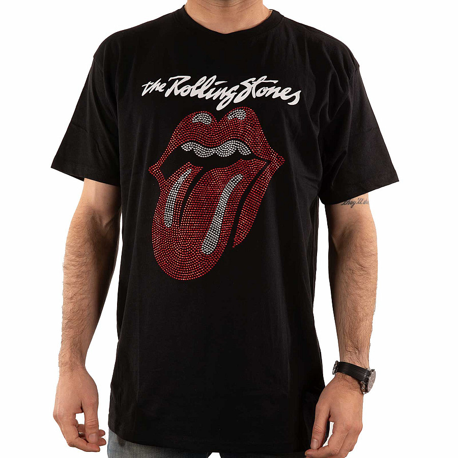 Rolling Stones tričko, Logo &amp; Tongue Diamante Black, pánské, velikost L