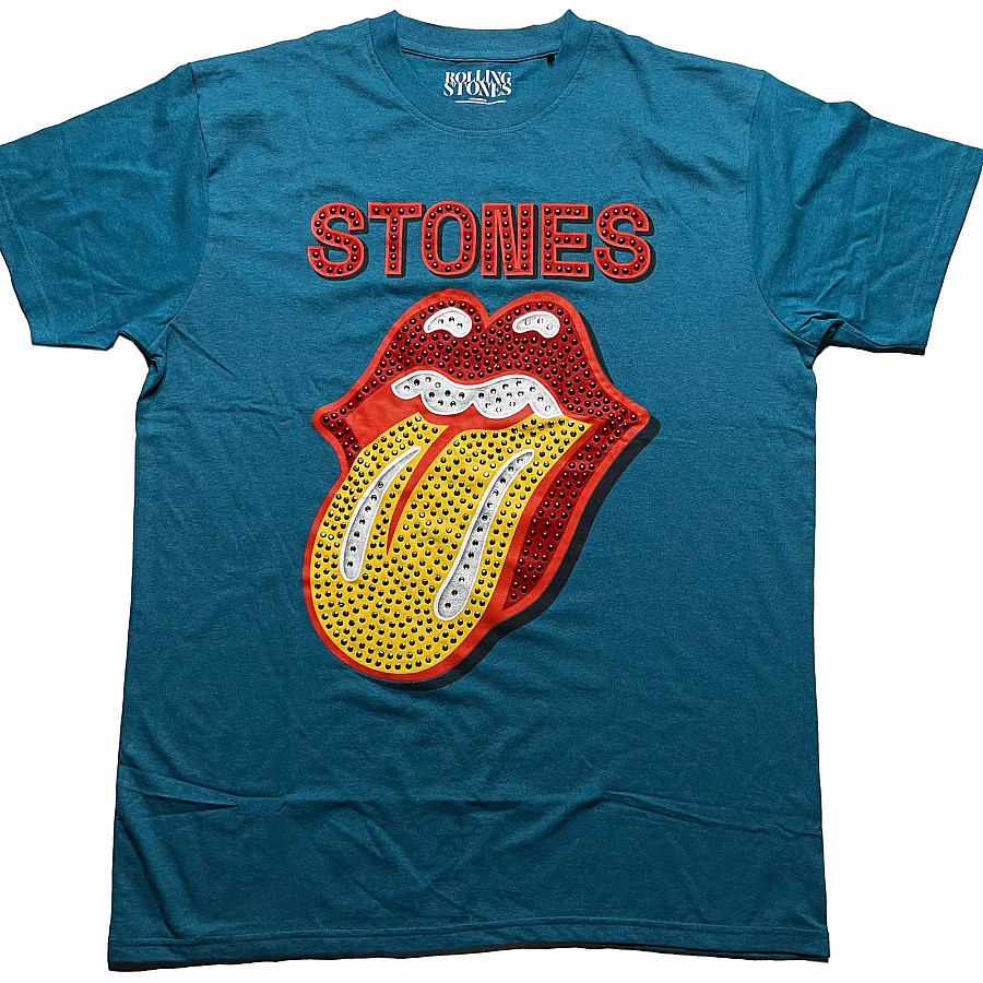Rolling Stones tričko, Dia Tongue Diamante Teal Blue, pánské, velikost XL