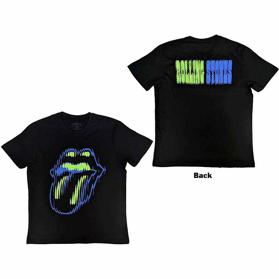 Rolling Stones tričko, Distorted Tongue BP Black, pánské, velikost L