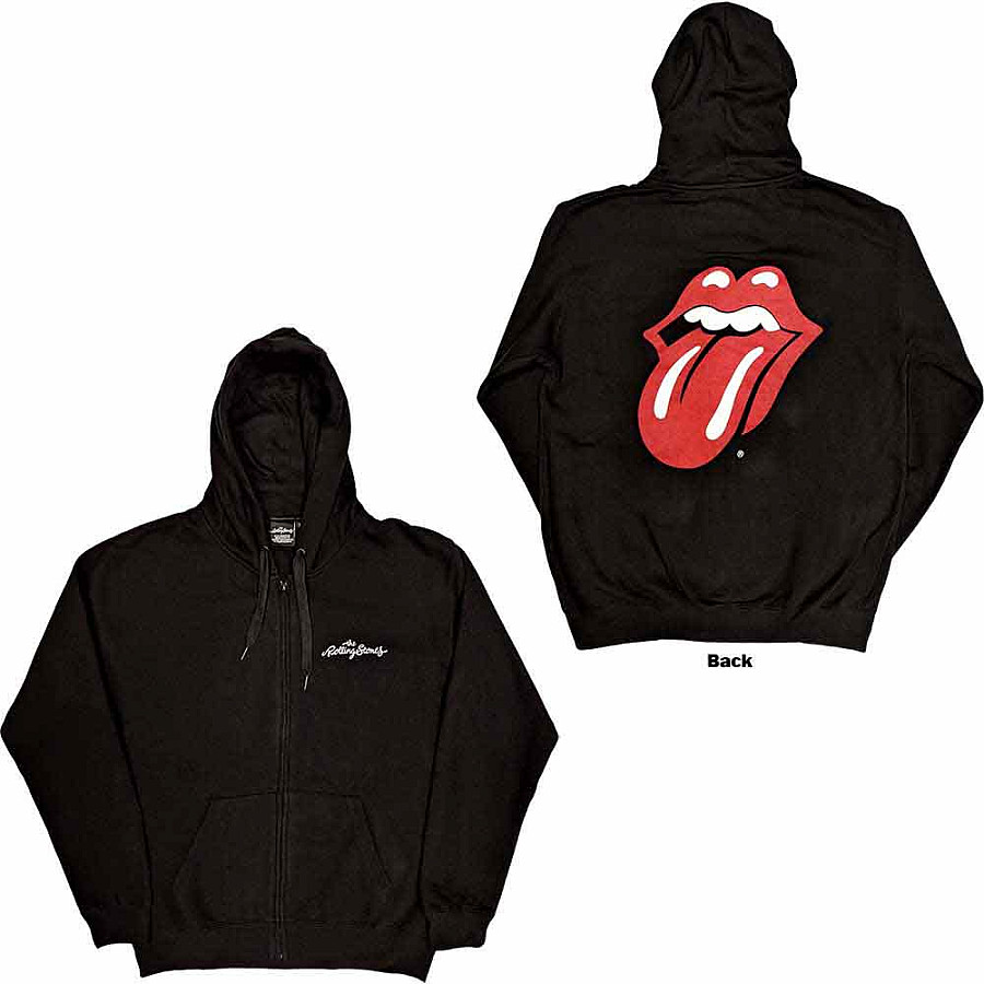 Rolling Stones mikina, Classic Tongue Zipped BP Black, pánská, velikost M