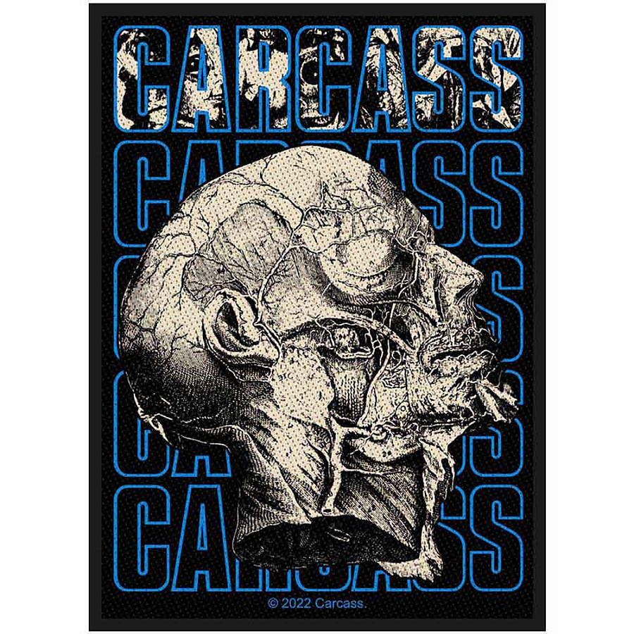 Carcass nášivka PES 100x50 mm, Necro Head