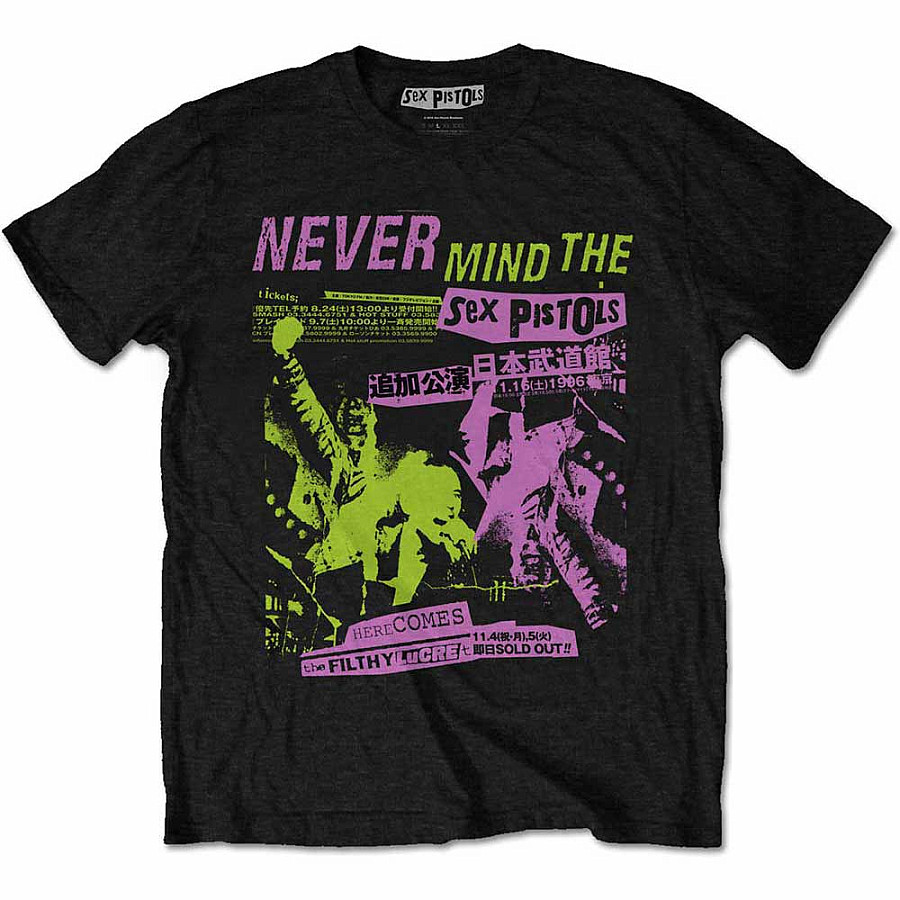 Sex Pistols tričko, Japanese Poster Black, pánské, velikost XL