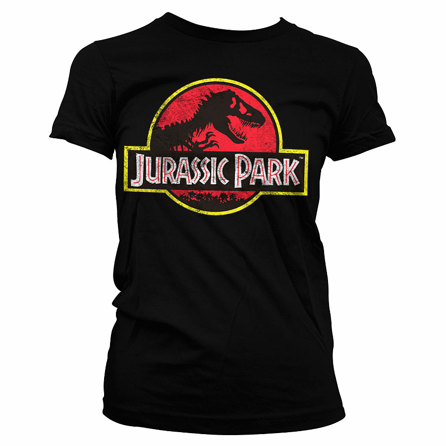 Jurský Park tričko, Distressed Logo Girly Black, dámské, velikost L