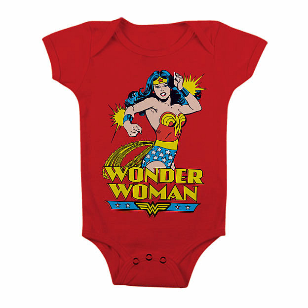 Wonder Woman kojenecké body tričko, Baby Body Red, dětské, velikost XL velikost XL (12 měsíců)