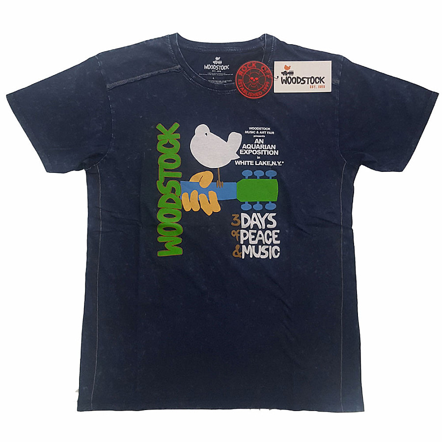 Woodstock tričko, Poster Snow Washed Blue, pánské, velikost M