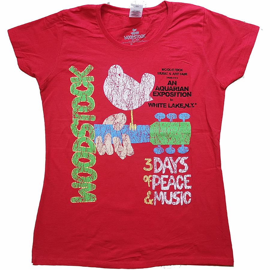 Woodstock tričko, Vintage Classic Poster Red, dámské, velikost XS