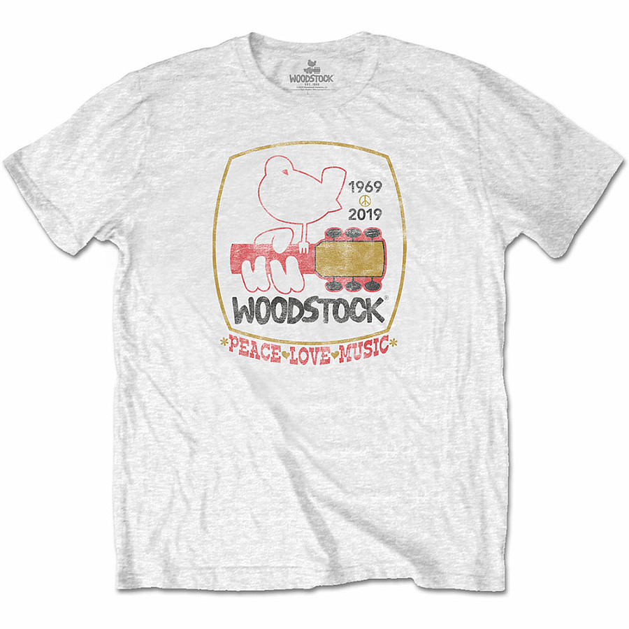 Woodstock tričko, Peace Love Music White, pánské, velikost XXL