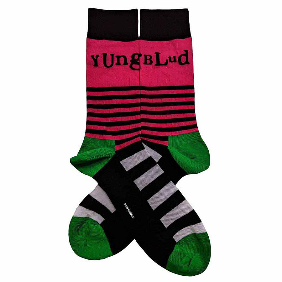 Yungblud ponožky, Logo &amp; Stripes Black, unisex - velikost 7 až 11