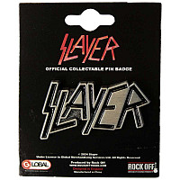 Slayer kovový 3D odznak 45x25 mm, Logo Black on Silver