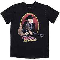 Willie Nelson tričko, Lasso Portrait Stone Wash Black, pánské