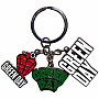 Green Day kovová klíčenka 25mm x 25mm x 30mm 3 charms, Logo Charms